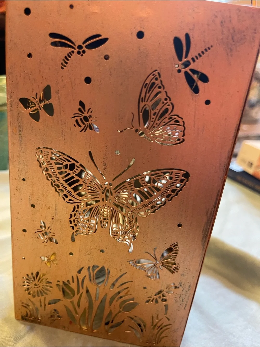 Copper Butterfly Solar Lantern by